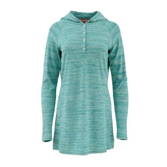 Simms Madeira Coverup Hoodie Tight Knit Lightweight UPF Sweater Turquoise: Large - Picture 1 of 10